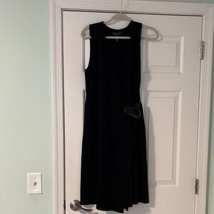 LAUREN by Ralph Lauren Black Wrap Midi Dress